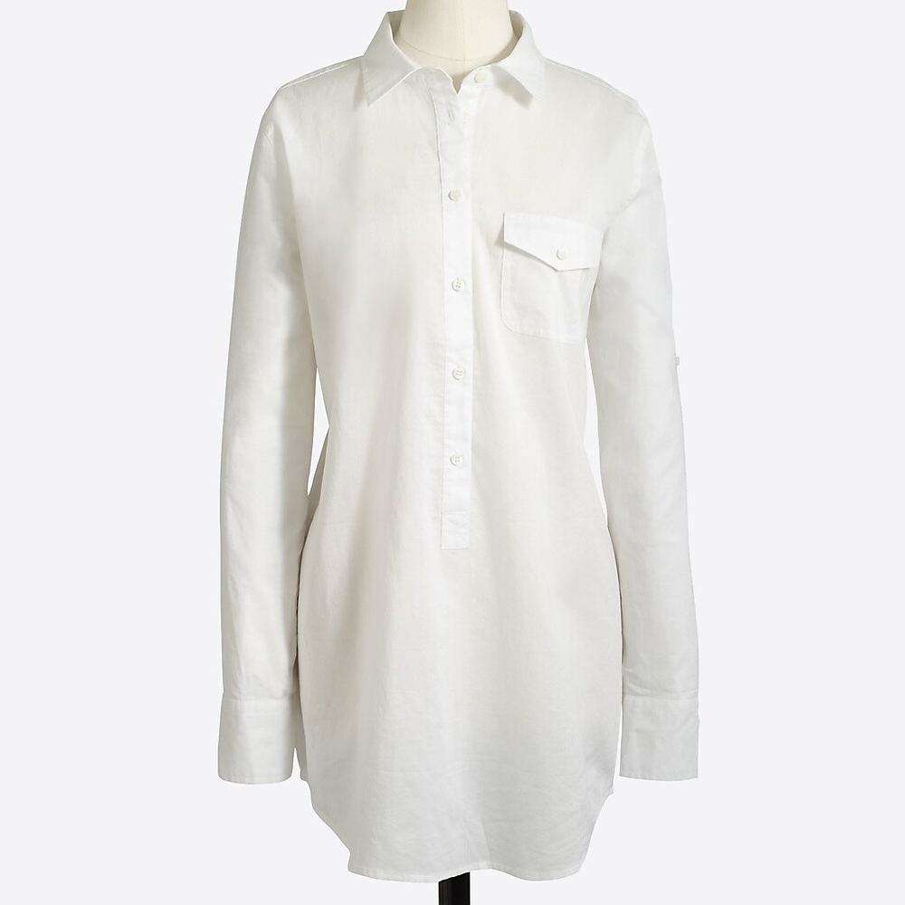 J. Crew White Chambray Pocket Tunic Top